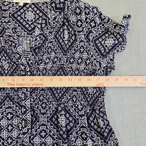 Kate and Sam Midi Dress Navy White Button Up Elastic Waist  Size Medium EUC LN - Picture 8 of 16